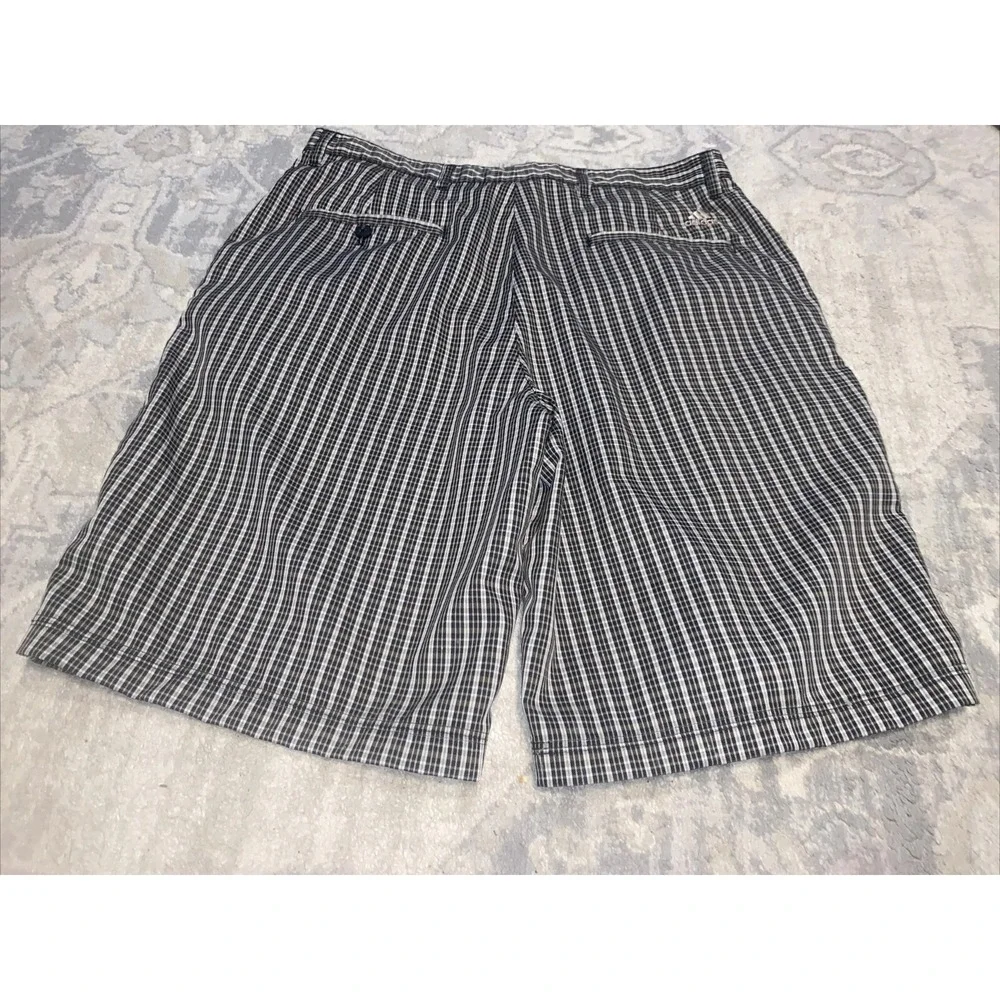 Adidas Golf Shorts Mens Size 34 Brown Black Plaid Flat Front‎ Stretch